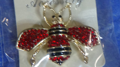 Black   Satchel Handbag Set 1 Designer Red and Black Striped Bee Earrings