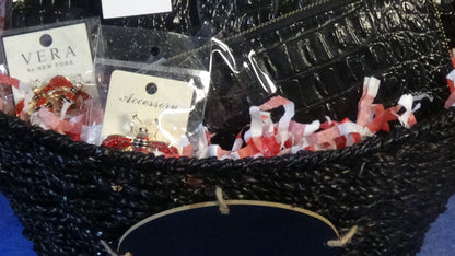 Black   Satchel Handbag Set 1 Designer Red and Black Striped Bee Earrings