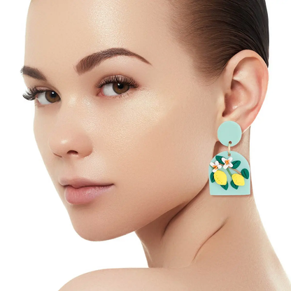 Turquoise Clay Lemon Earrings  Gift  Box